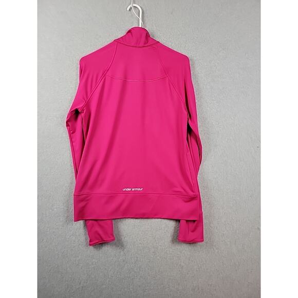 Under Armour All Season Hot Pink LS Zip Up Sweatshirt Women's M Pockets Stretch - Picture 6 of 12
